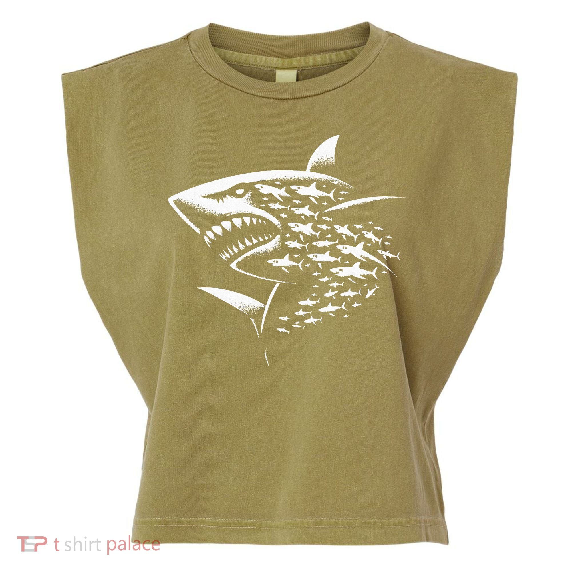 Sharks Lover Marine Biology Science Shark Garment-Dyed Women's Muscle Tee