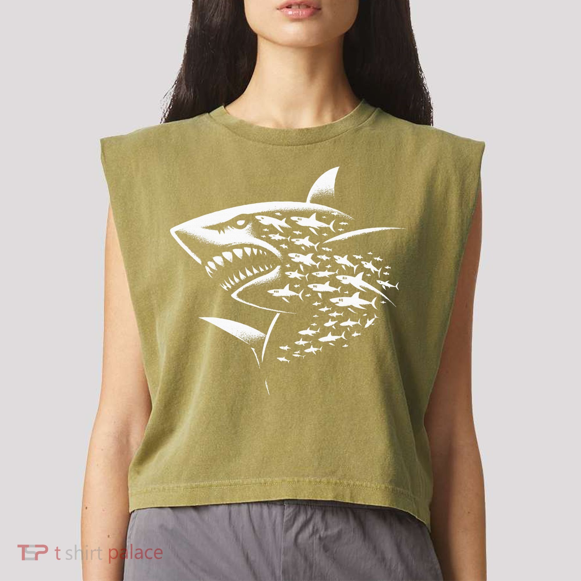 Sharks Lover Marine Biology Science Shark Garment-Dyed Women's Muscle Tee