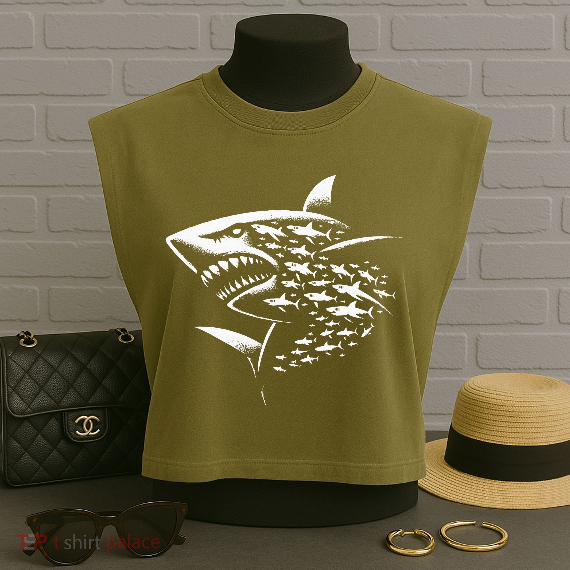 Sharks Lover Marine Biology Science Shark Garment-Dyed Women's Muscle Tee