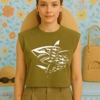 Sharks Lover Marine Biology Science Shark Garment-Dyed Women's Muscle Tee thumb 4