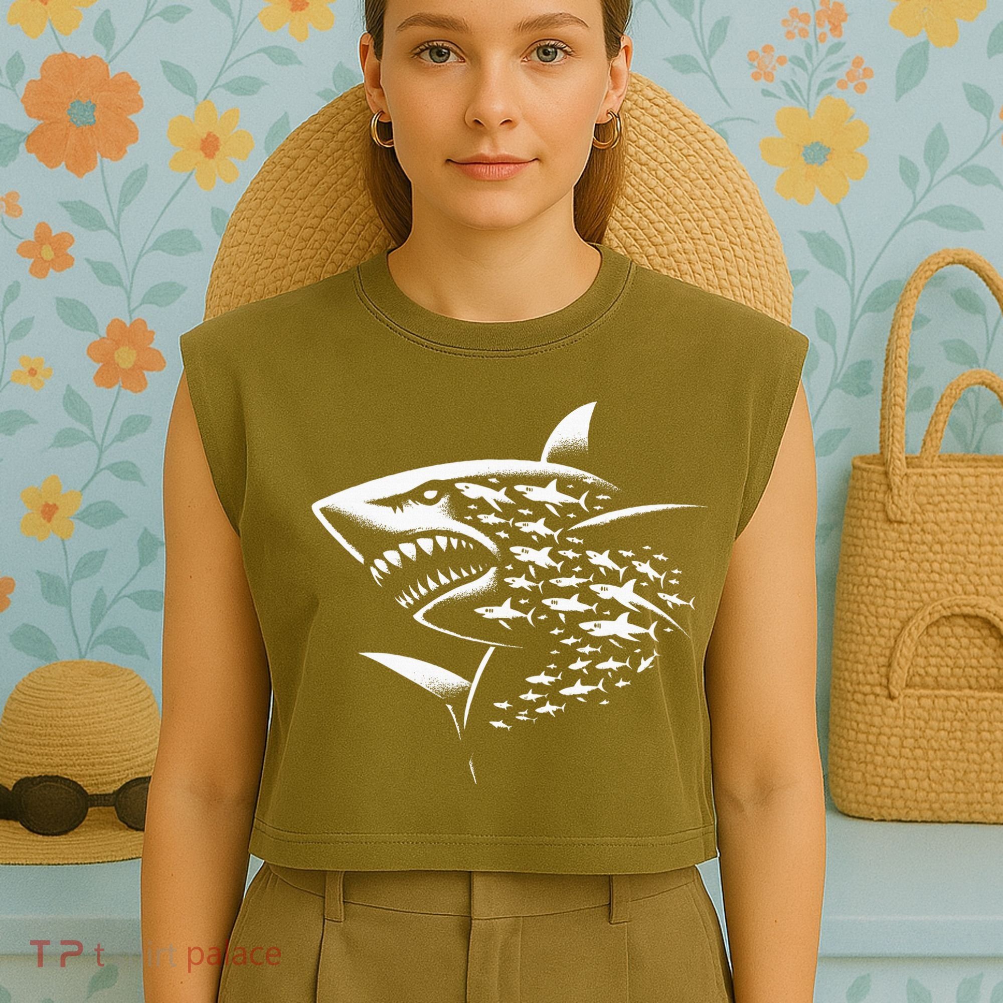 Sharks Lover Marine Biology Science Shark Garment-Dyed Women's Muscle Tee