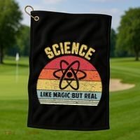 Science Like Magic But Real Funny Retro Science Teacher Golf Towel thumb 1