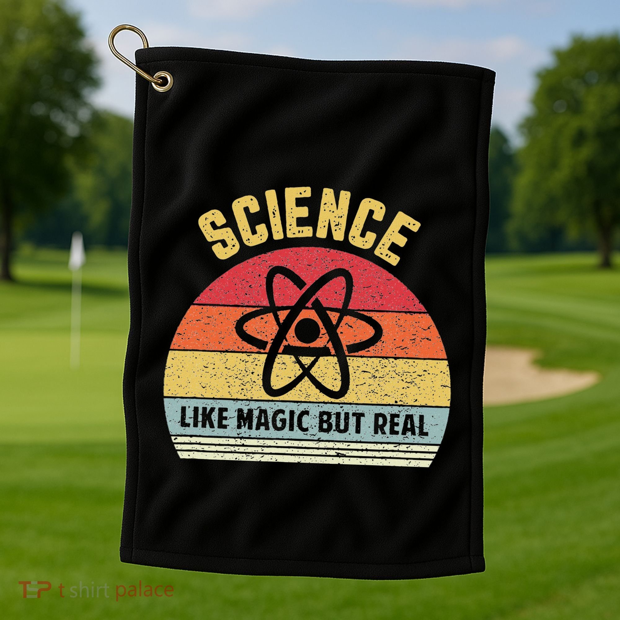 Science Like Magic But Real Funny Retro Science Teacher Golf Towel