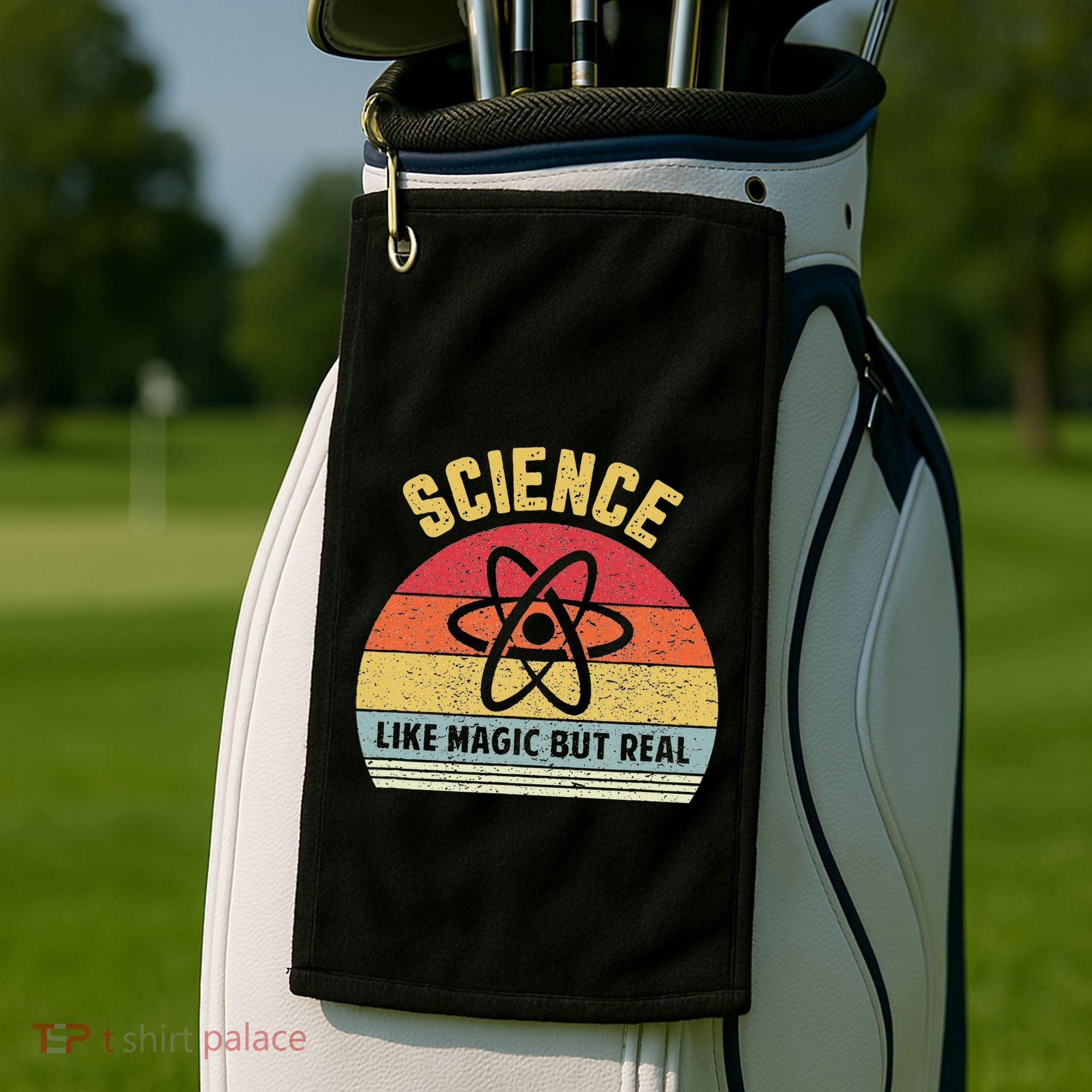 Science Like Magic But Real Funny Retro Science Teacher Golf Towel