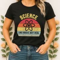 Science Like Magic But Real Funny Retro Science Teacher Women's T-Shirt thumb 2