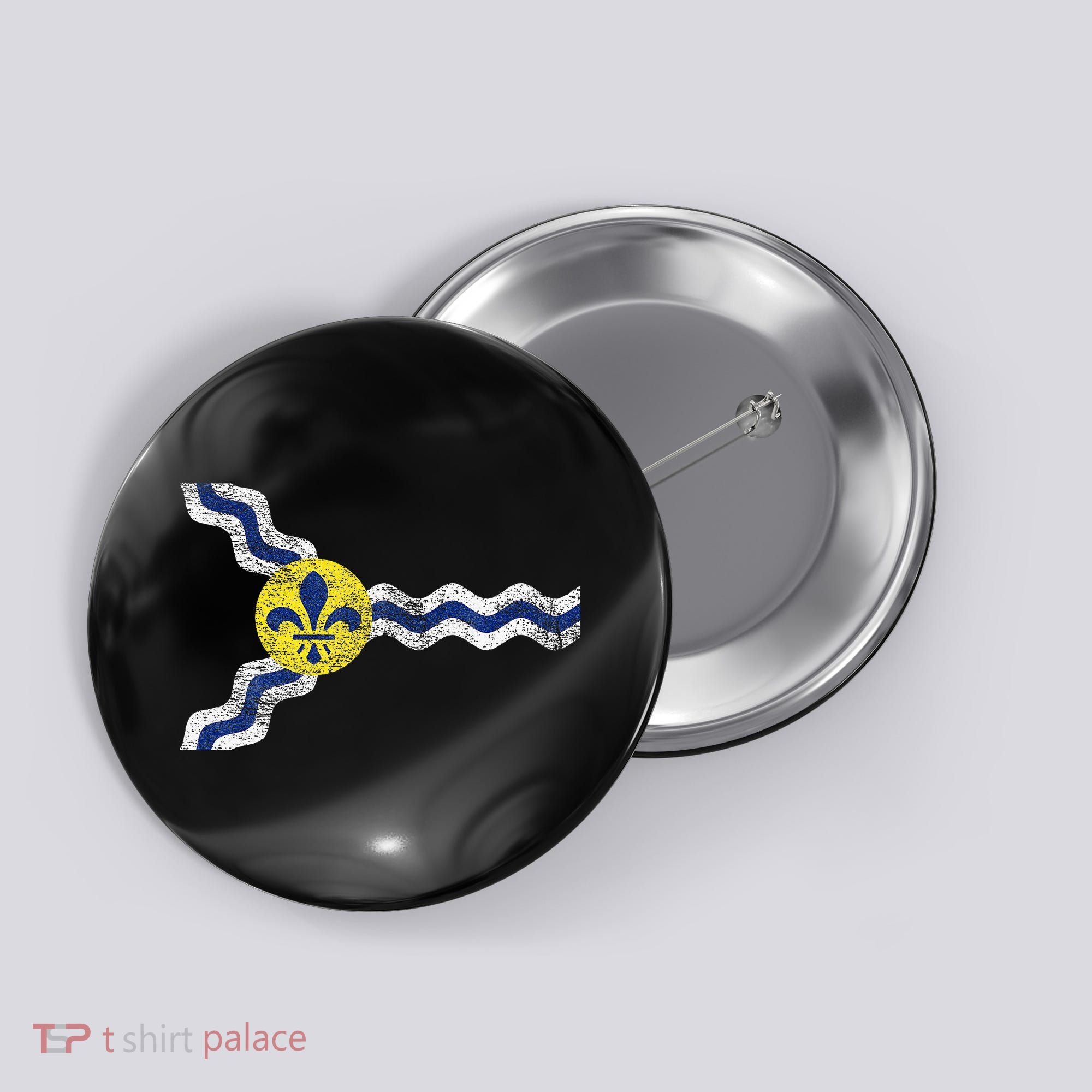 St. Louis Miss Souri Fleur De Lis Flag Button