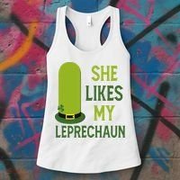 She Likes My Leprechaun Funny St Patricks Day Women's Tank Top thumb 3