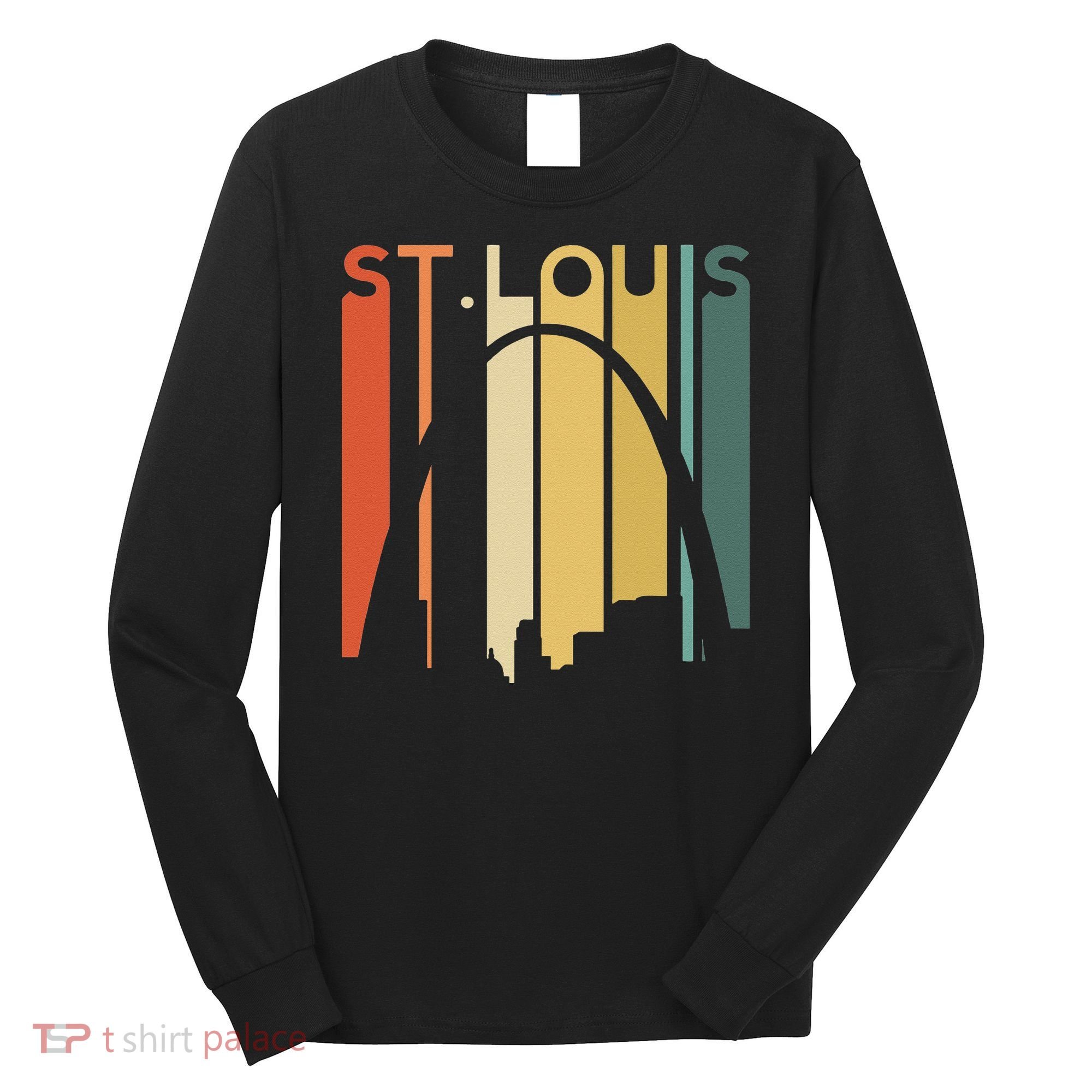 St Louis Missouri Gateway Arch Retro Mississippi River Lou Long Sleeve Shirt