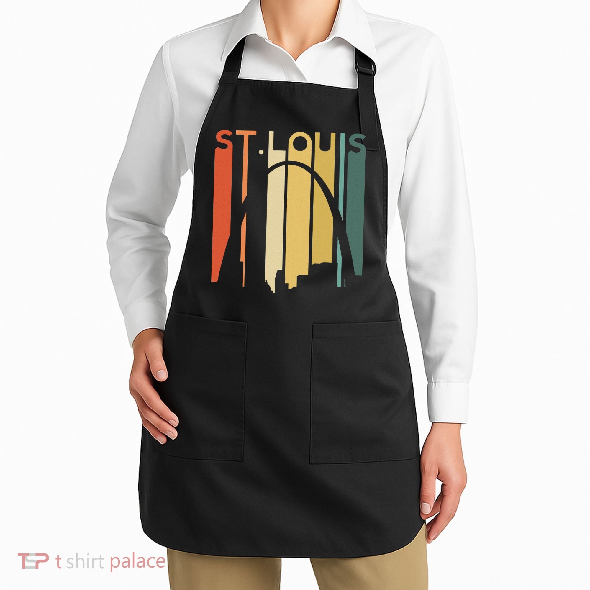 St Louis Missouri Gateway Arch Retro Mississippi River Lou Apron