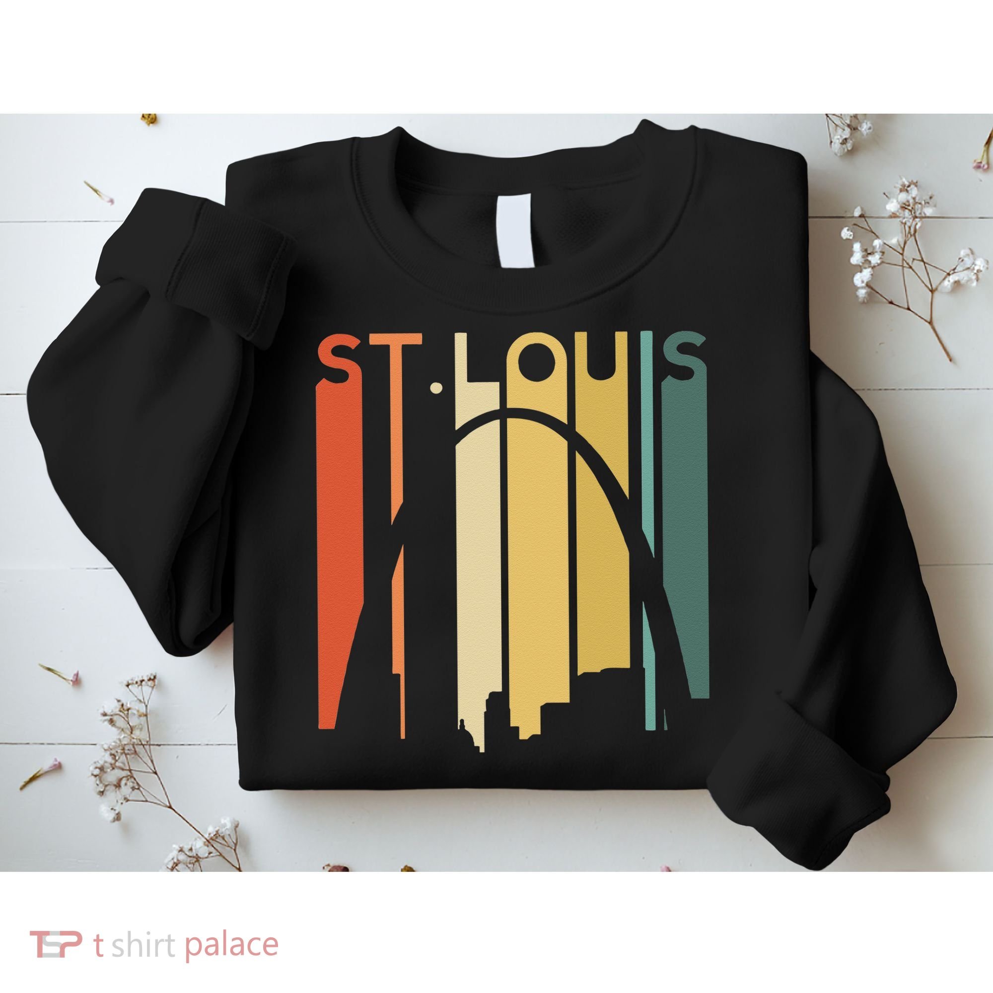 St Louis Missouri Gateway Arch Retro Mississippi River Lou Sweatshirt