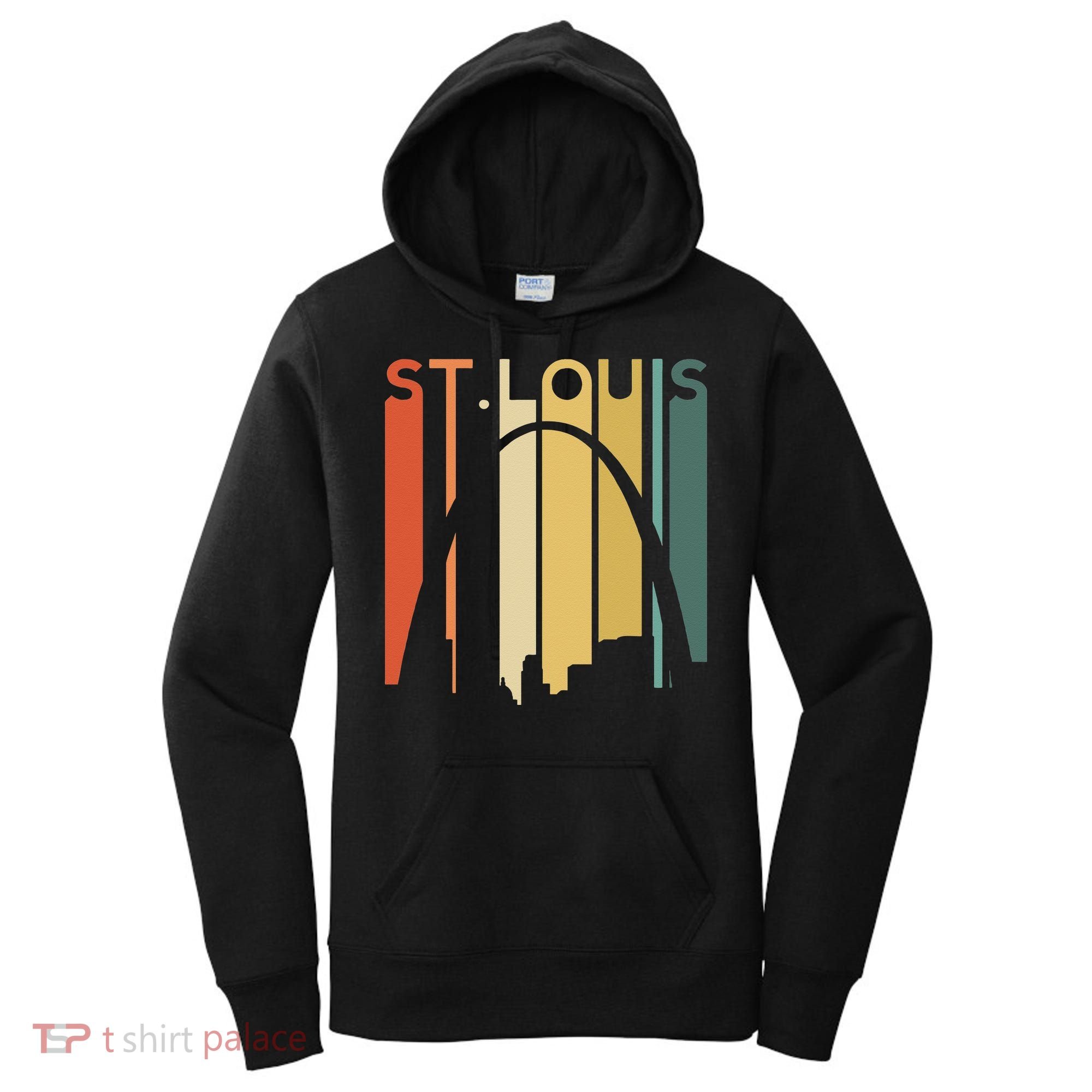St Louis Missouri Gateway Arch Retro Mississippi River Lou Women's Hoodie