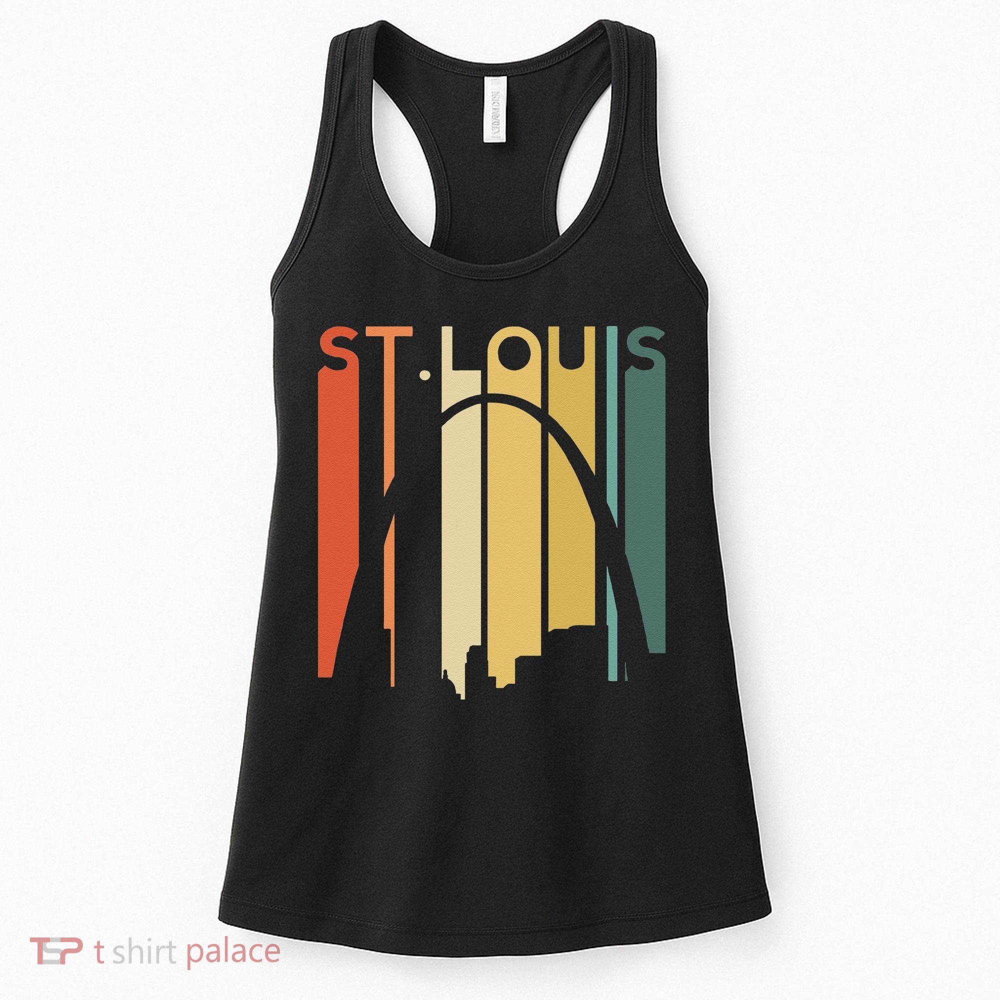 St Louis Missouri Gateway Arch Retro Mississippi River Lou Women's Tank Top