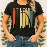 St Louis Missouri Gateway Arch Retro Mississippi River Lou Women's T-Shirt thumb 2