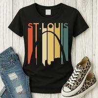 St Louis Missouri Gateway Arch Retro Mississippi River Lou Women's T-Shirt thumb 3