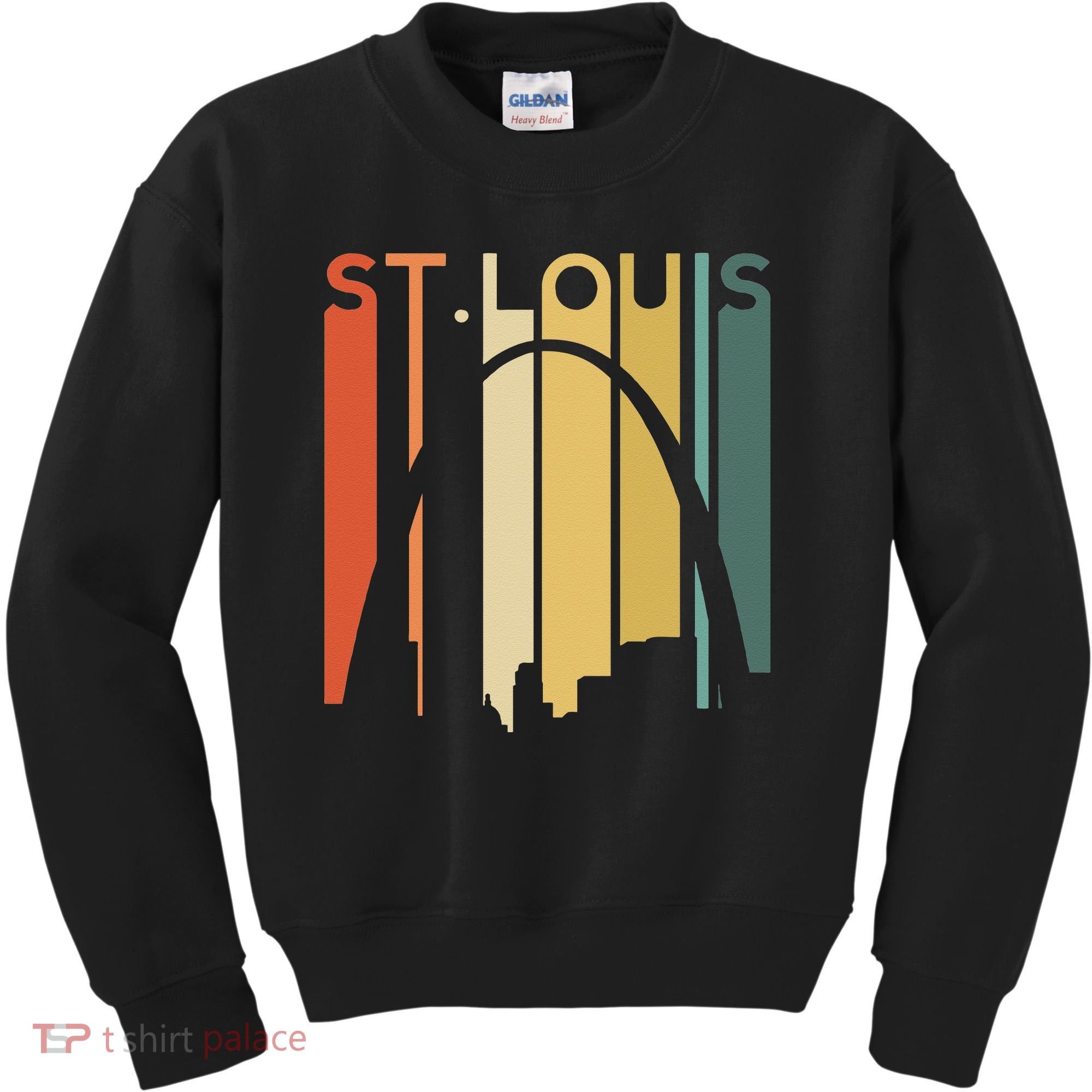 St Louis Missouri Gateway Arch Retro Mississippi River Lou Kids Sweatshirt