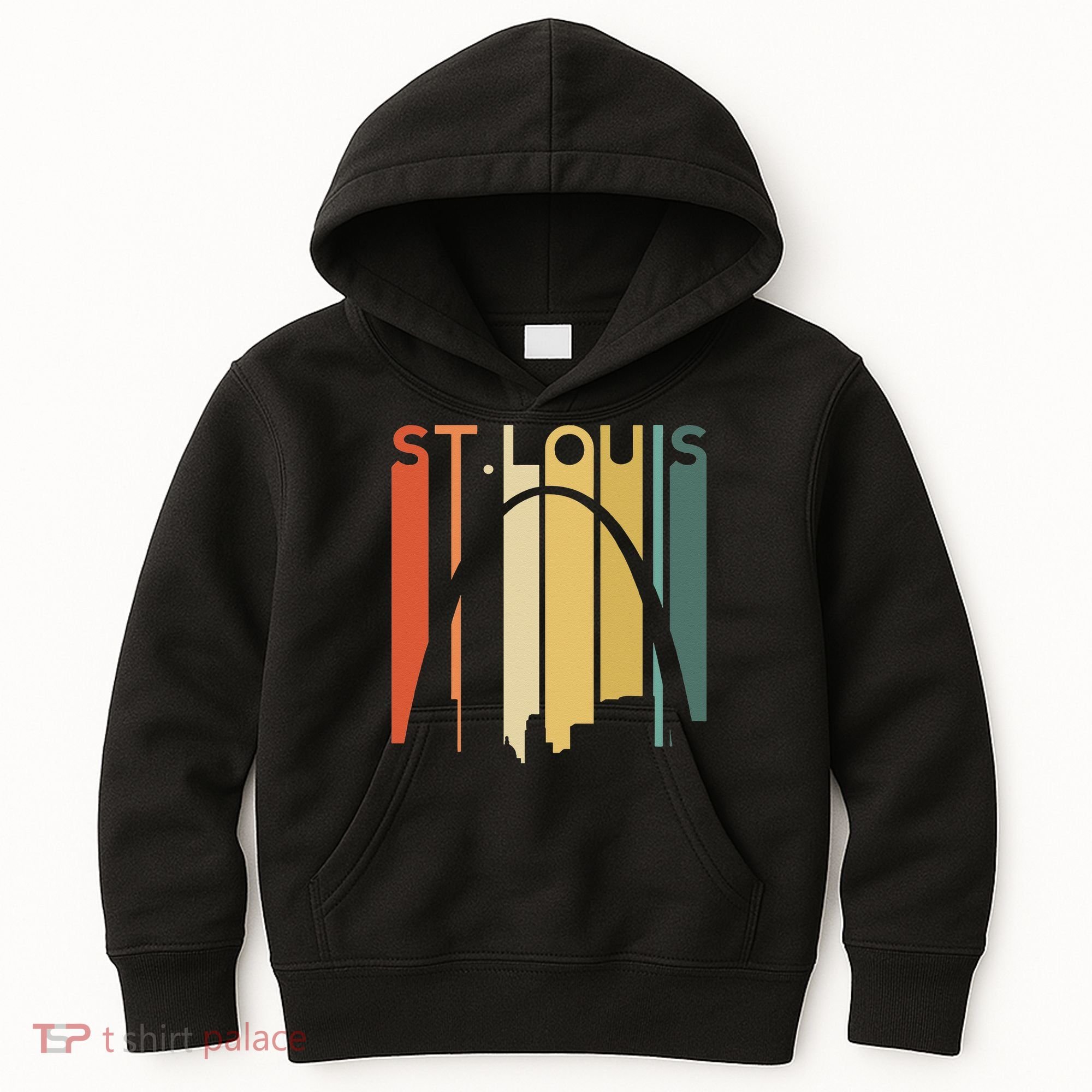 St Louis Missouri Gateway Arch Retro Mississippi River Lou Kids Hoodie