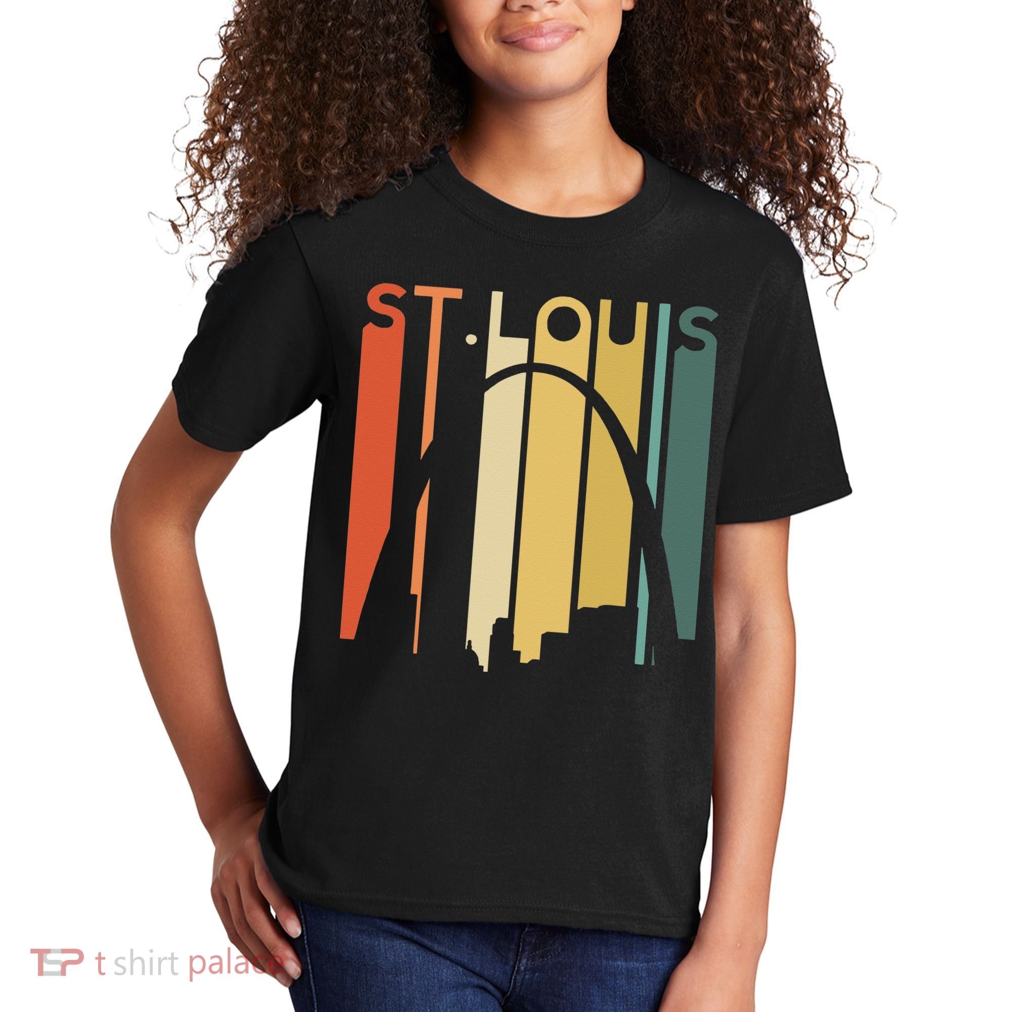 St Louis Missouri Gateway Arch Retro Mississippi River Lou Kids T-Shirt