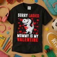 Sorry Ladies Mommy Is My Valentine Kids T-Shirt thumb 3