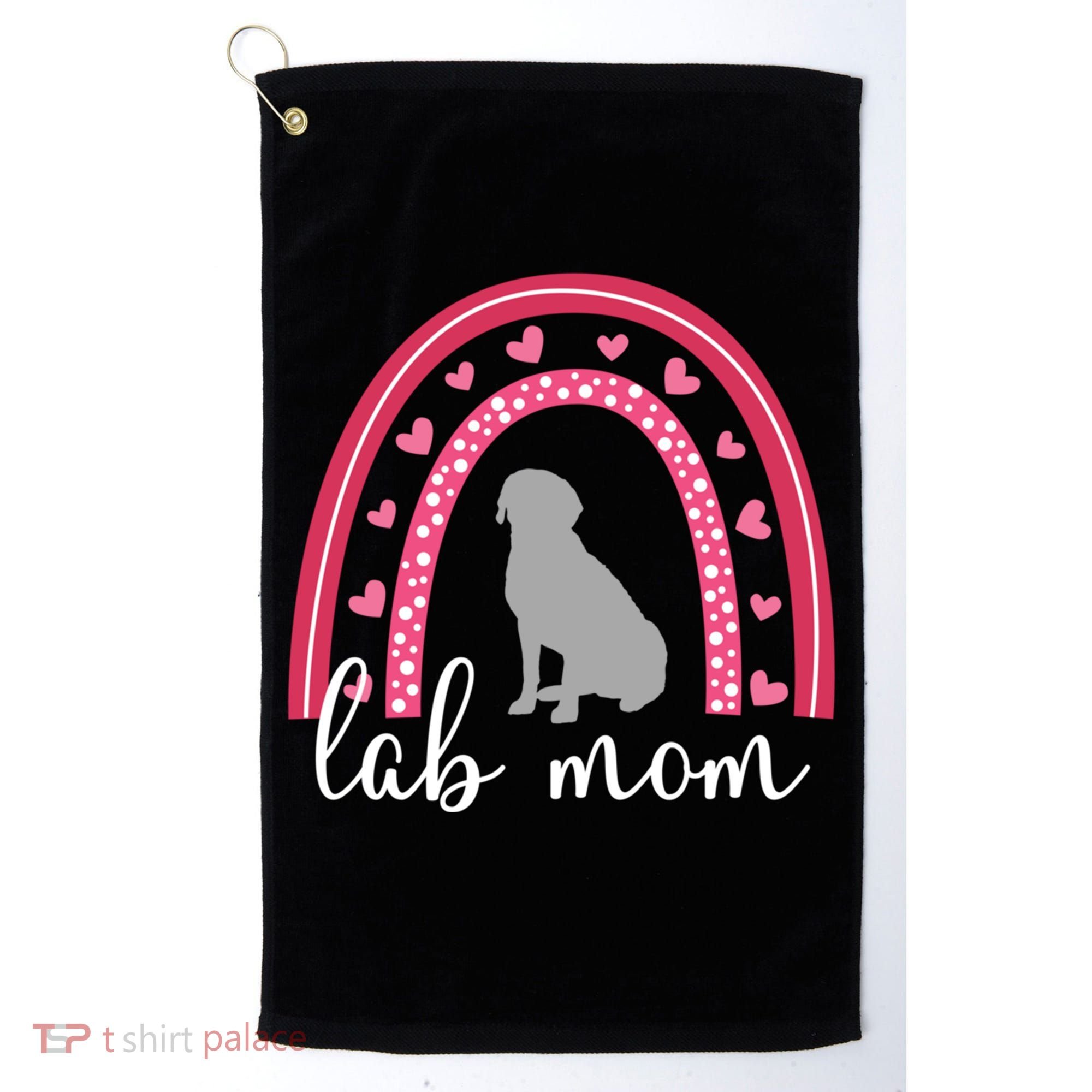 Silver Lab Mom ValentineS Day Labrador Rainbow Cool Gift Golf Towel