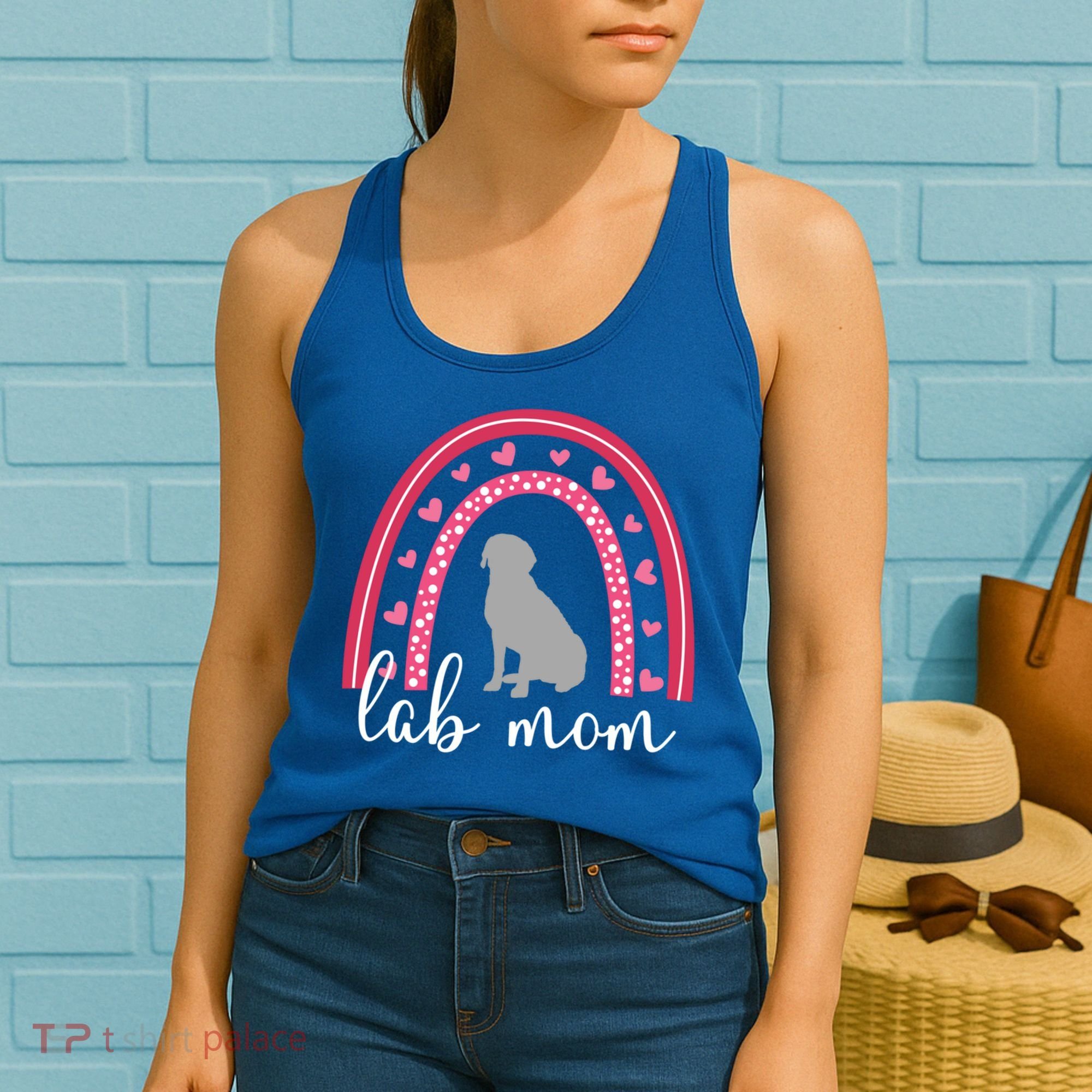Silver Lab Mom ValentineS Day Labrador Rainbow Cool Gift Women's Tank Top
