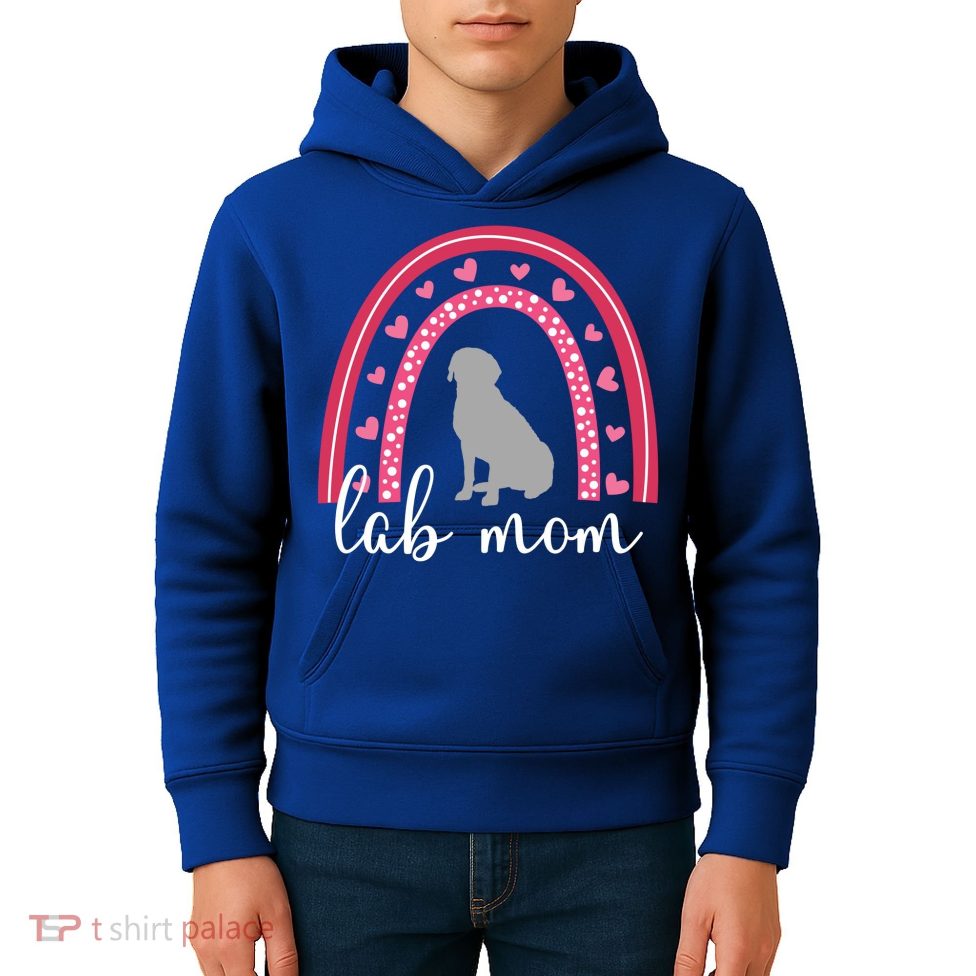 Silver Lab Mom ValentineS Day Labrador Rainbow Cool Gift Kids Hoodie