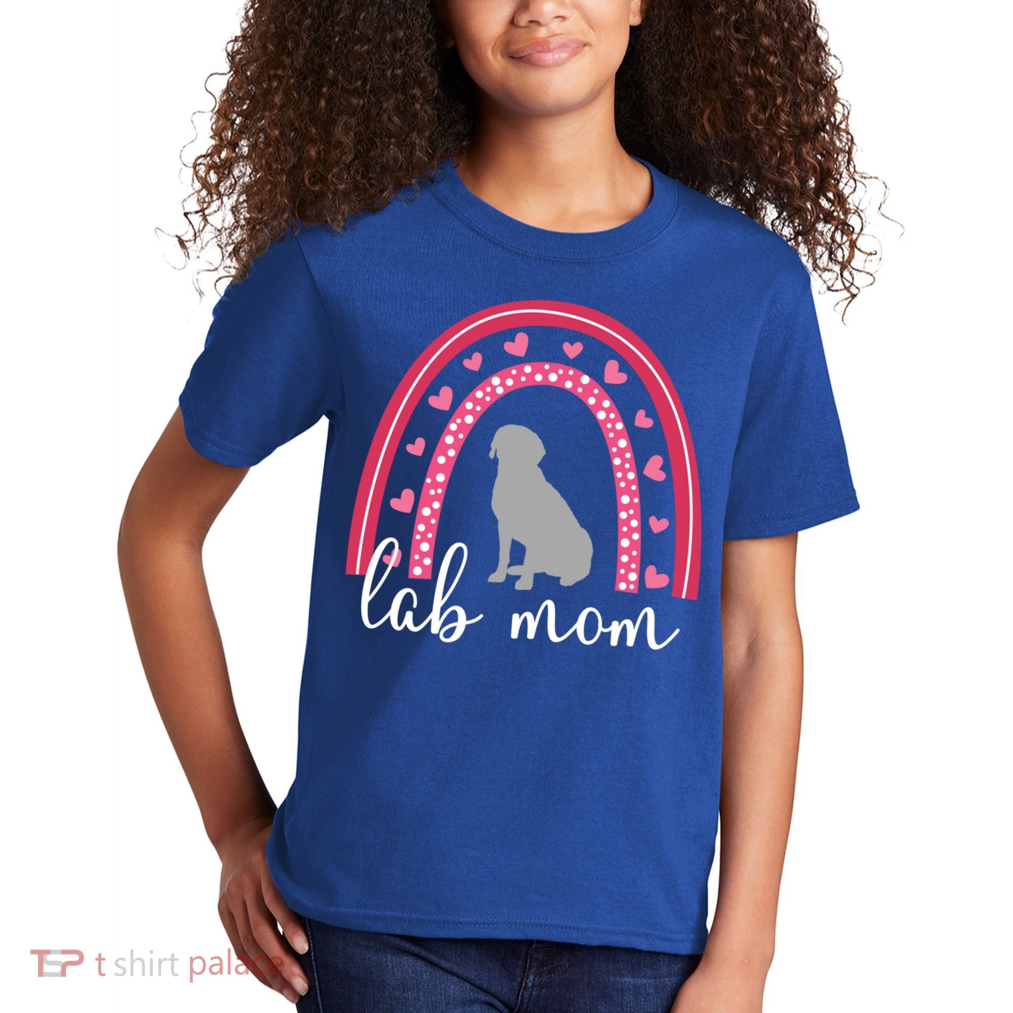 Silver Lab Mom ValentineS Day Labrador Rainbow Cool Gift Kids T-Shirt