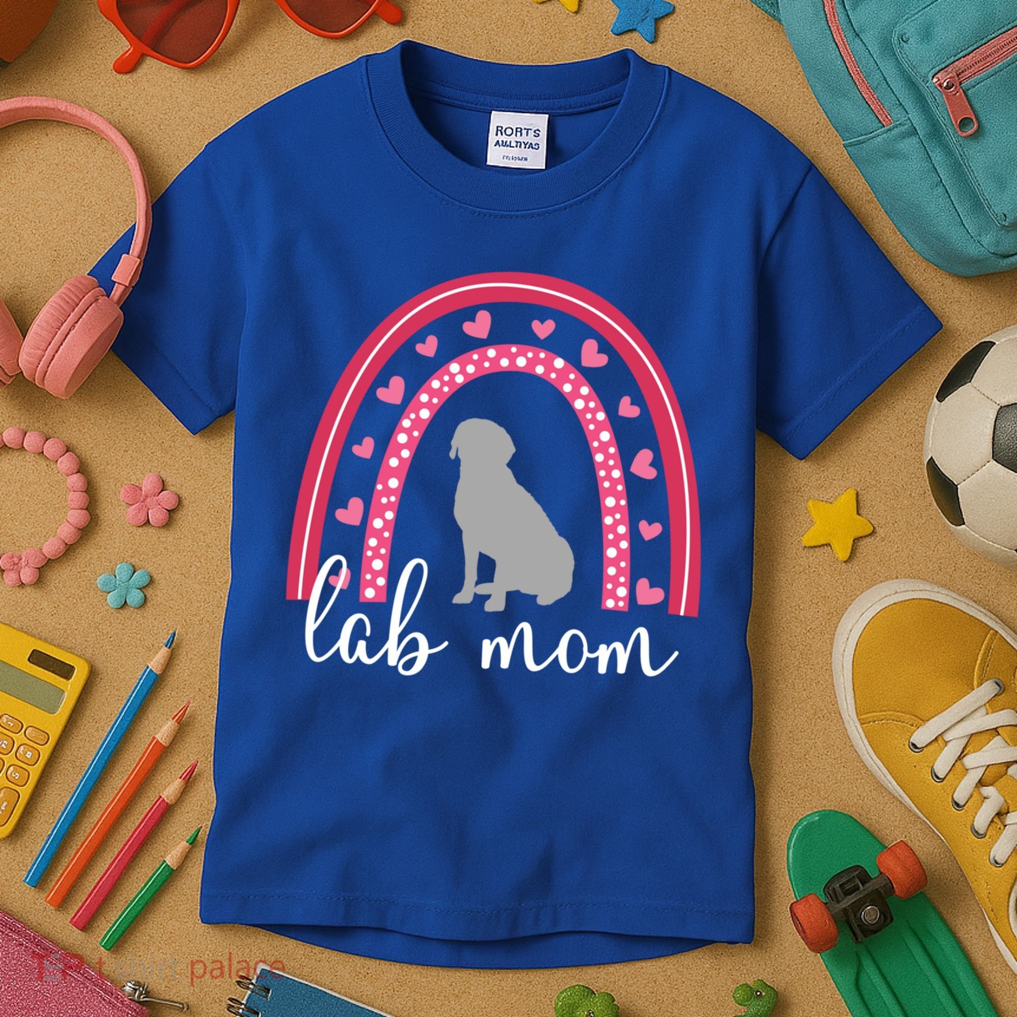 Silver Lab Mom ValentineS Day Labrador Rainbow Cool Gift Kids T-Shirt