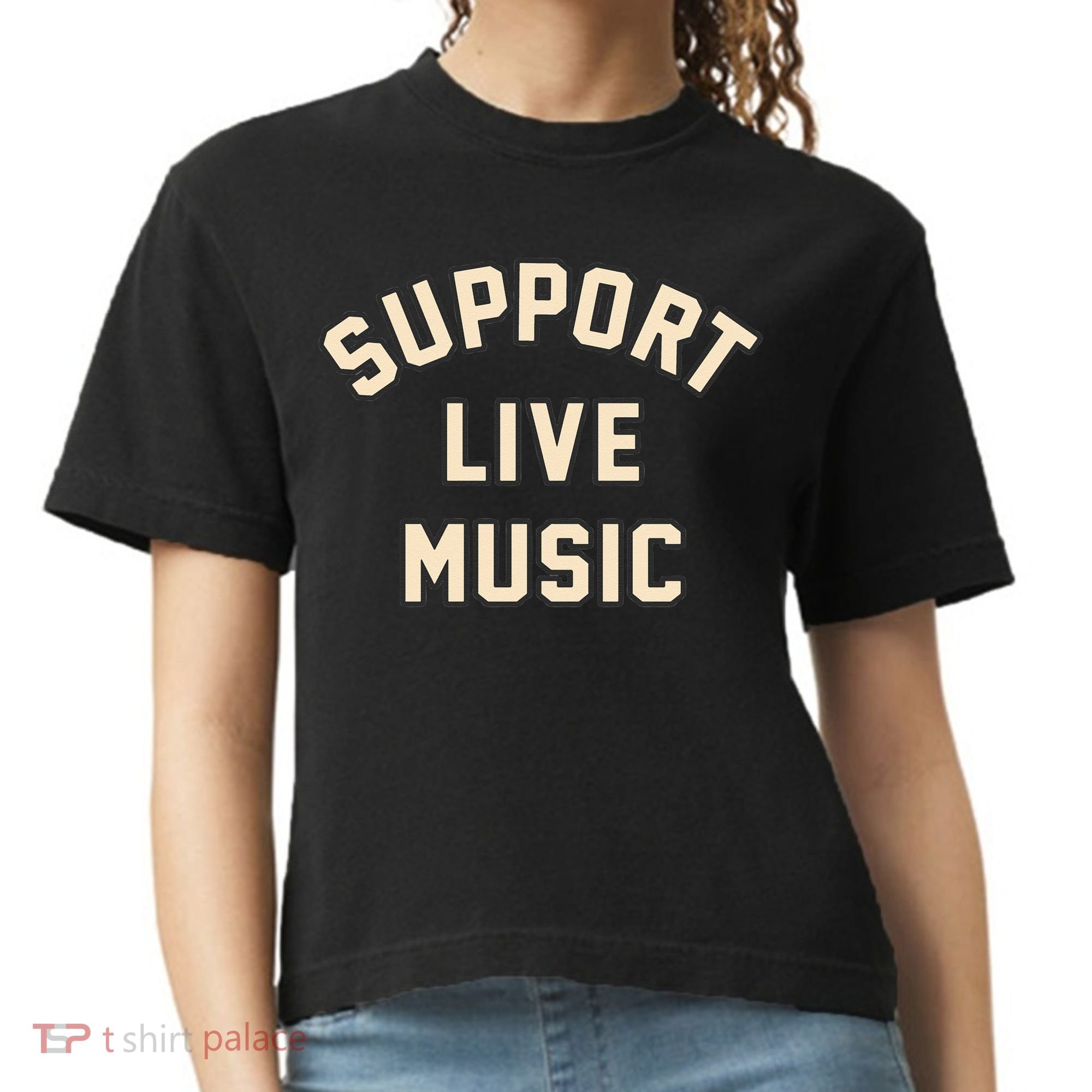 Support Live Music Musicians Local Bands Artists Music Lover Comfort Colors Boxy T-Shirt