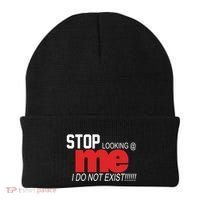 Stop Looking Me I Do Not Exist Funny Saying Beanie thumb 0