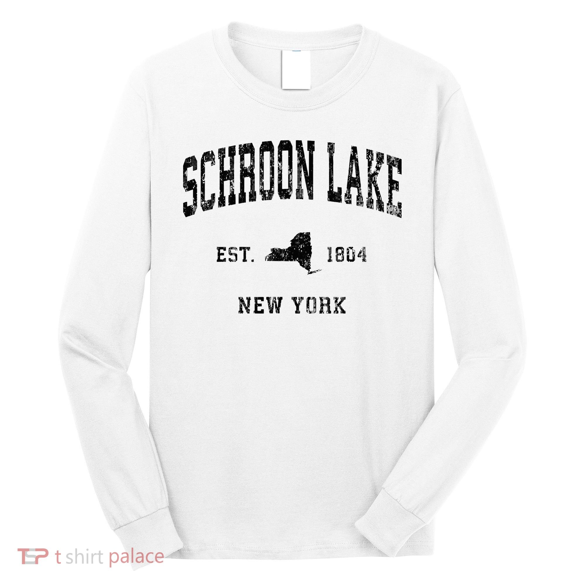 Schroon Lake New York Ny Athletic Black Sports Long Sleeve Shirt