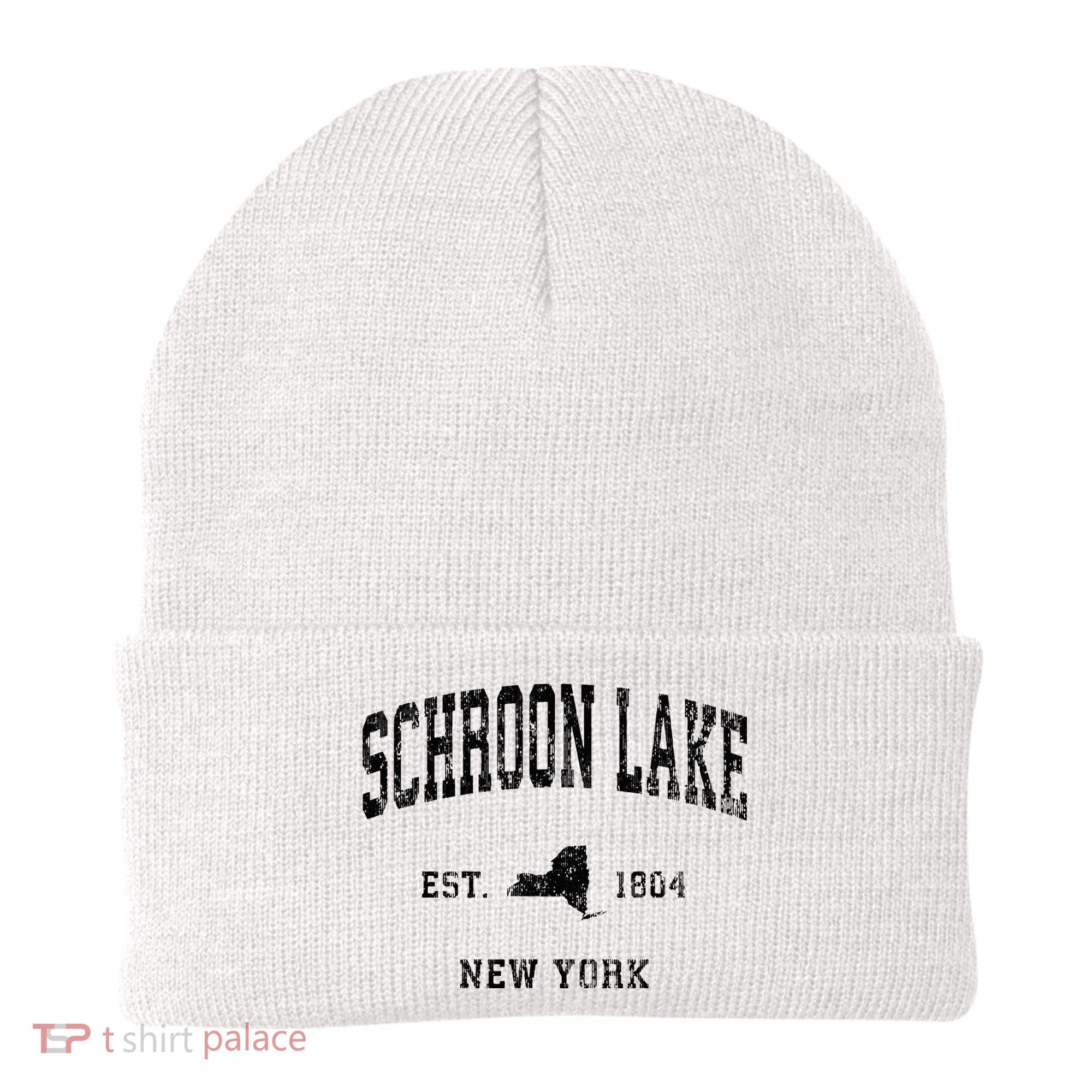 Schroon Lake New York Ny Athletic Black Sports Beanie