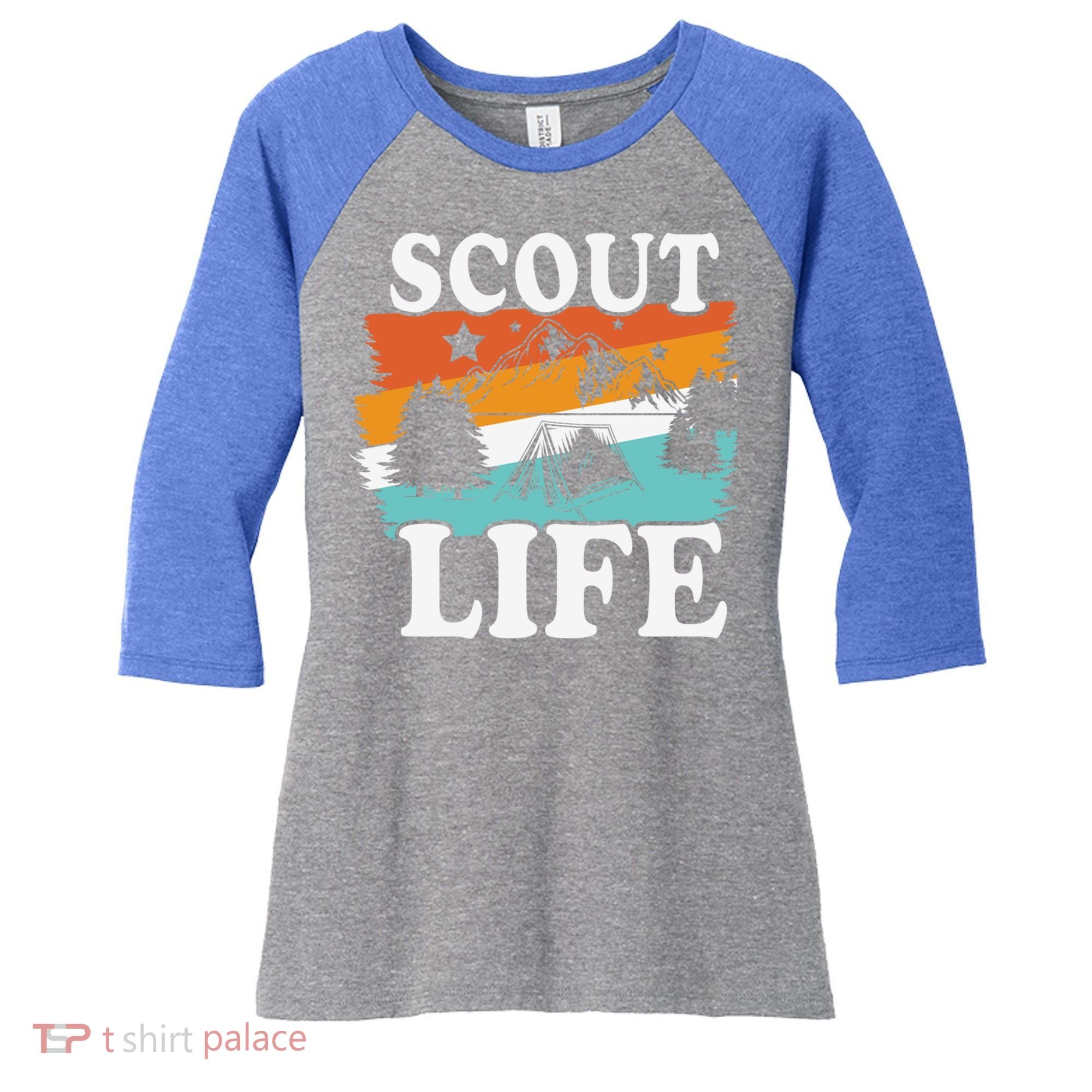 Scout Life Outdoor Adventure Gift Scouts Gift Women's Tri-Blend 3/4-Sleeve Raglan Shirt