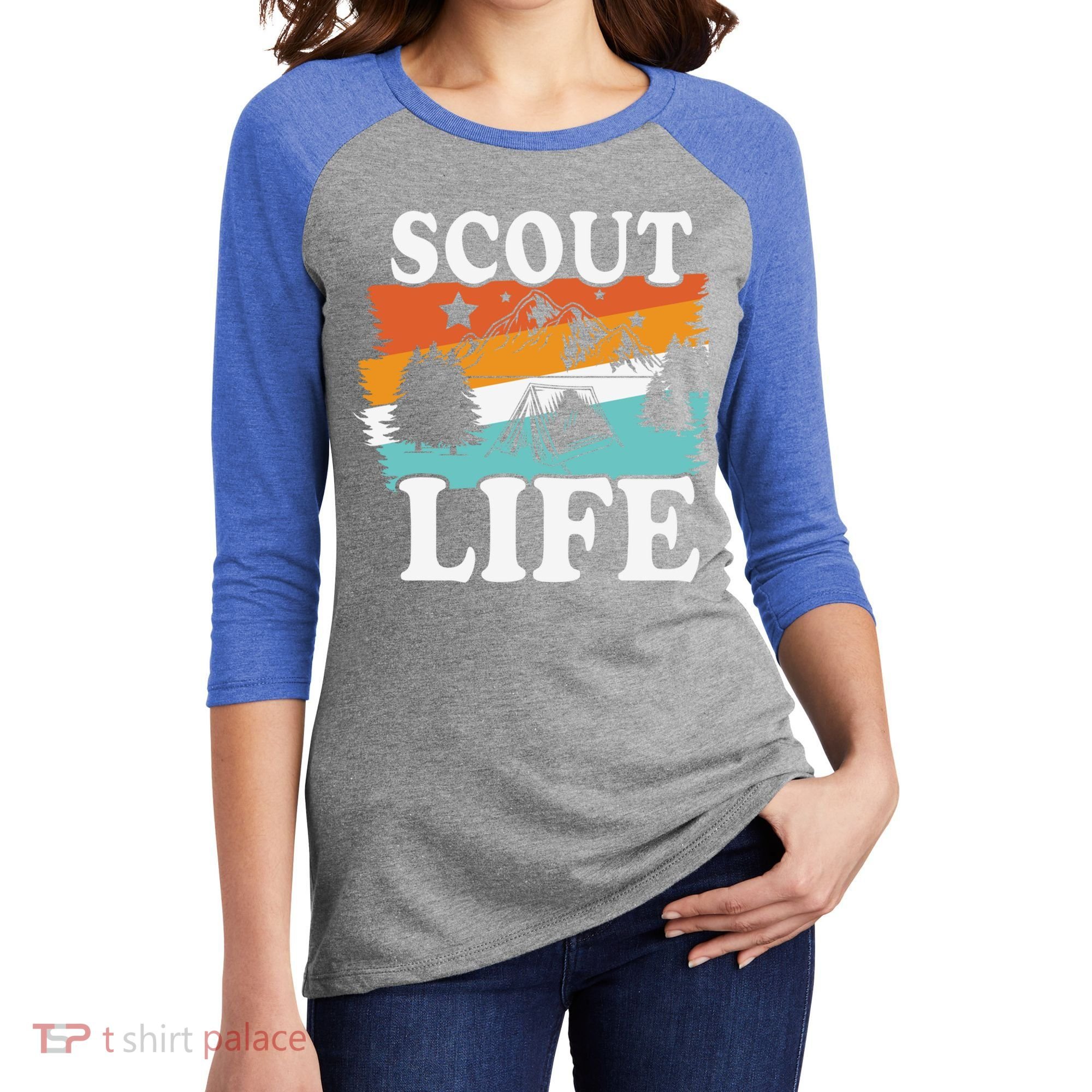 Scout Life Outdoor Adventure Gift Scouts Gift Women's Tri-Blend 3/4-Sleeve Raglan Shirt