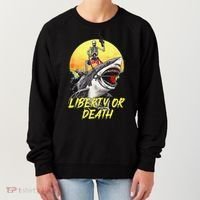 Skeleton Liberty Or Death Shark Halloween American Flag Women's Sweatshirt thumb 0