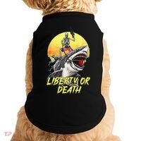 Skeleton Liberty Or Death Shark Halloween American Flag Doggie Tank thumb 0