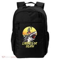 Skeleton Liberty Or Death Shark Halloween American Flag Backpack thumb 0