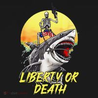 Skeleton Liberty Or Death Shark Halloween American Flag Women's Hoodie thumb 2