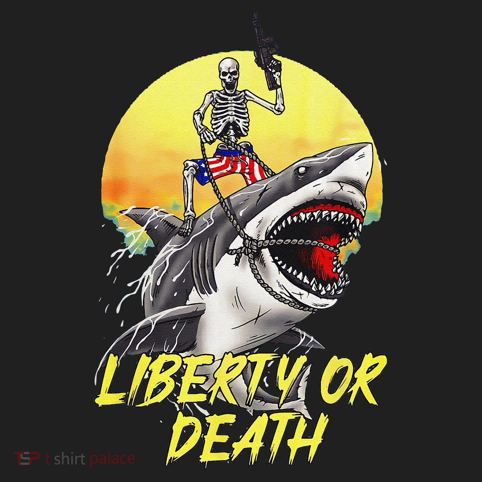 Skeleton Liberty Or Death Shark Halloween American Flag Hat