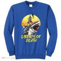 Skeleton Liberty Or Death Shark Halloween American Flag Sweatshirt thumb 0
