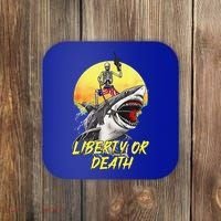 Skeleton Liberty Or Death Shark Halloween American Flag Coaster thumb 0