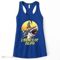 Skeleton Liberty Or Death Shark Halloween American Flag Women's Tank Top thumb 0