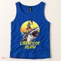 Skeleton Liberty Or Death Shark Halloween American Flag Tank Top thumb 2