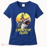 Skeleton Liberty Or Death Shark Halloween American Flag Women's T-Shirt thumb 0