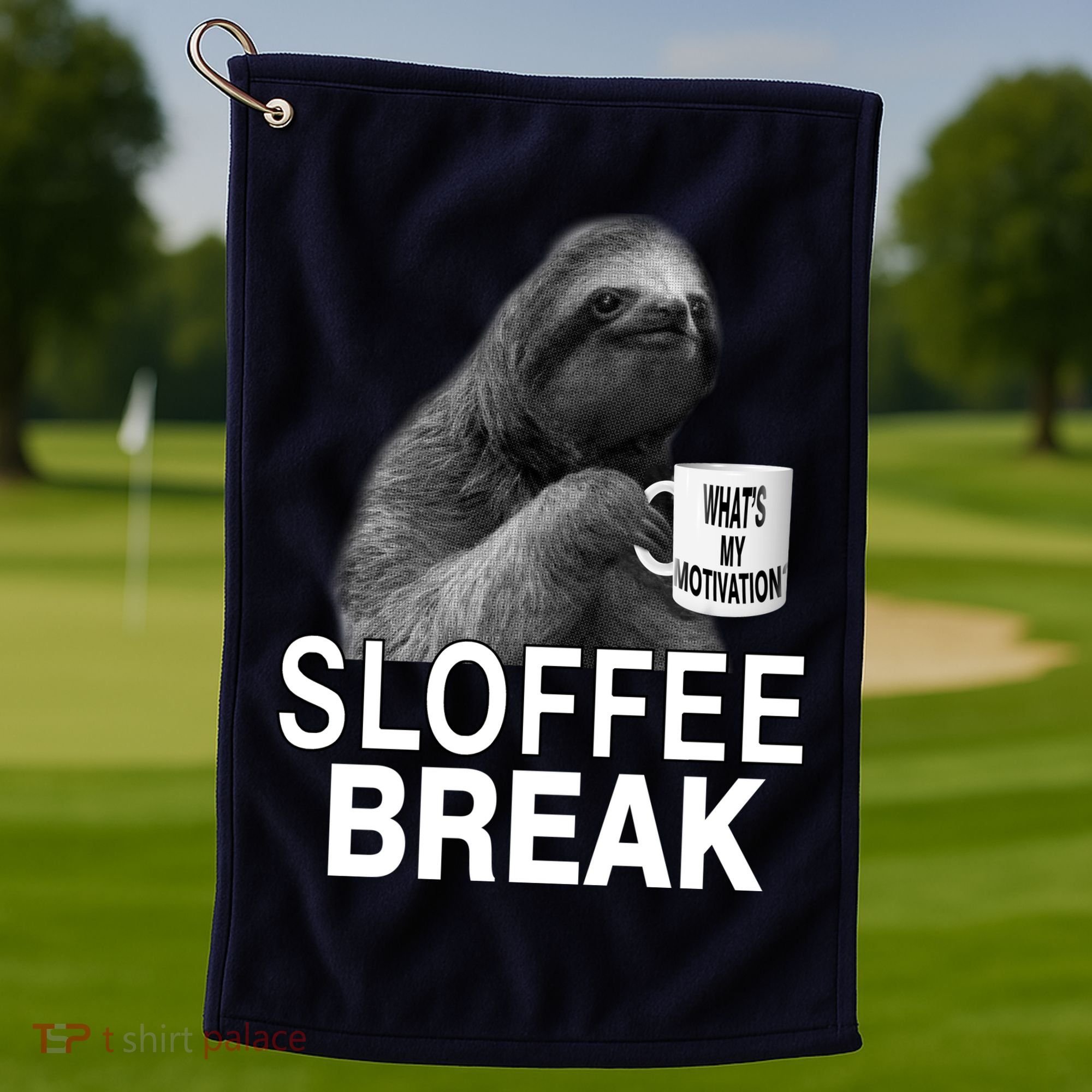 Sloffee Break What's My Motivation Golf Towel