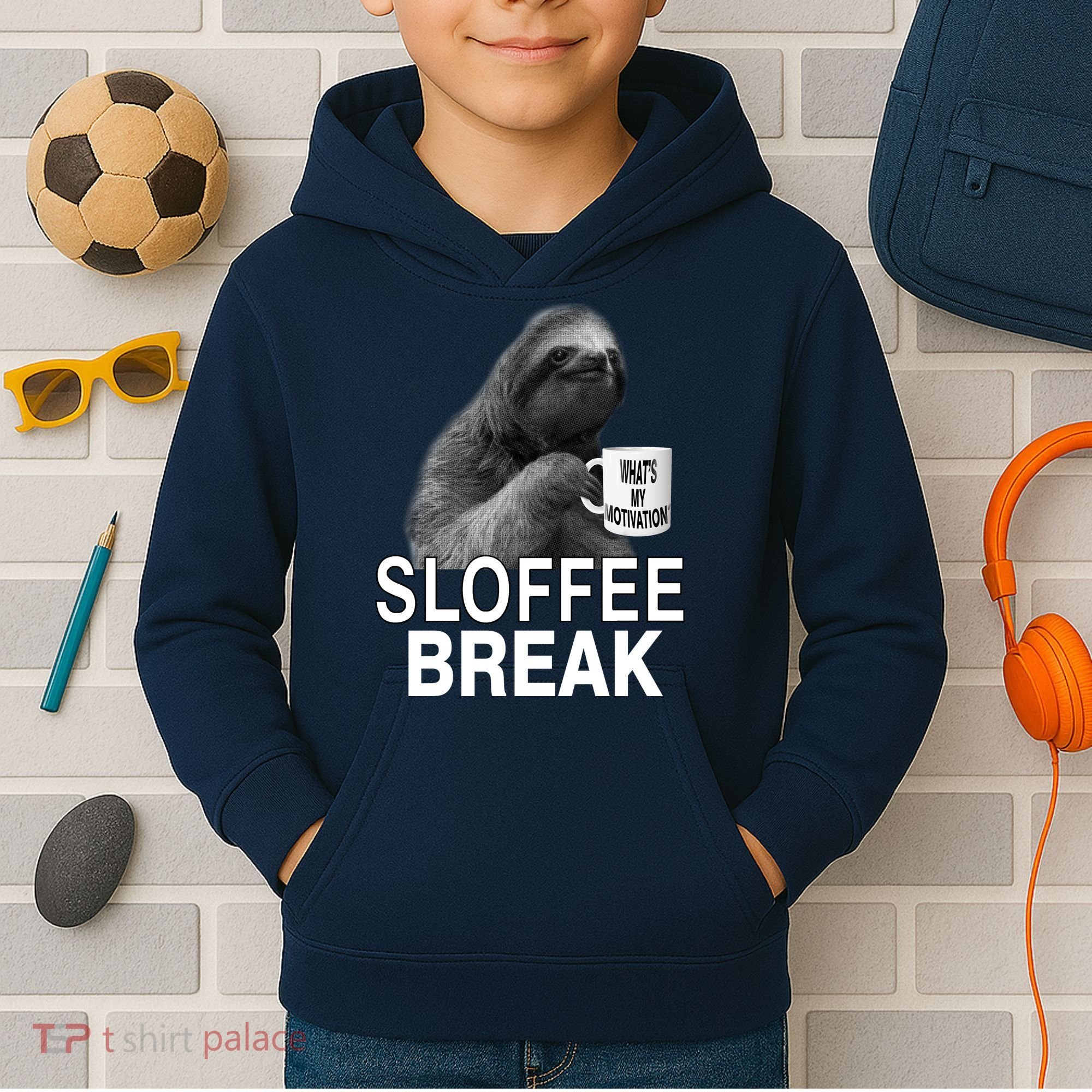 Sloffee Break What's My Motivation Kids Hoodie