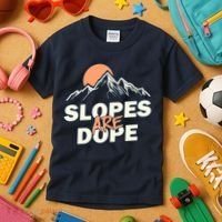 Slopes Are Dope Funny Skiing Kids T-Shirt thumb 3