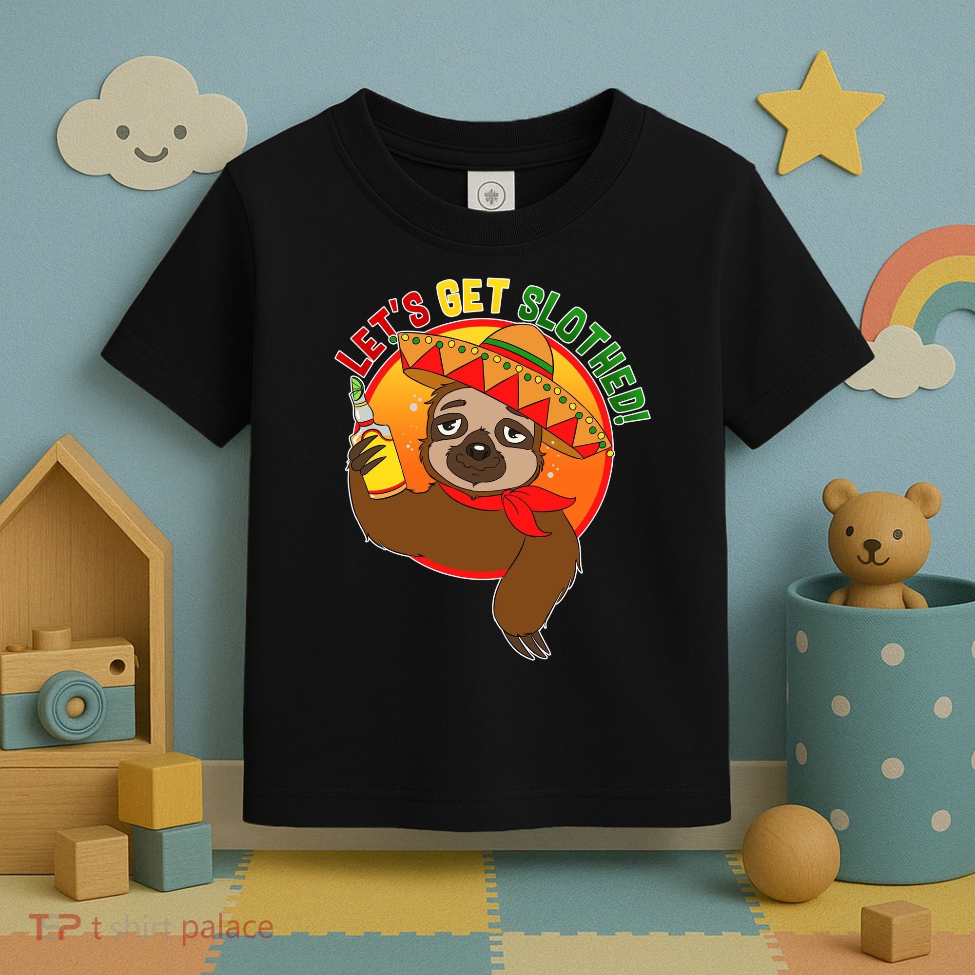 Sloth Cinco De Mayo Let's Get Slothed Toddler T-Shirt