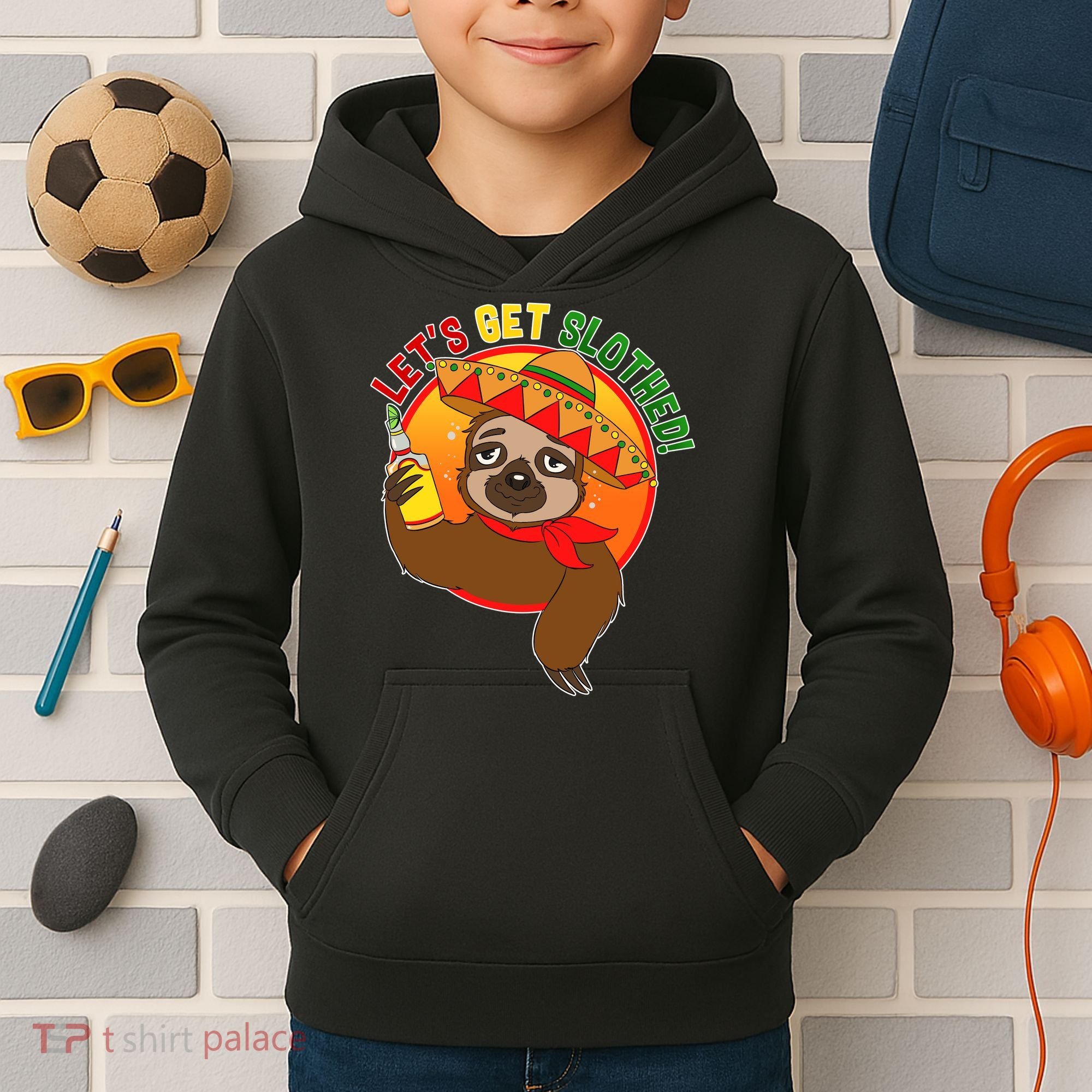 Sloth Cinco De Mayo Let's Get Slothed Kids Hoodie