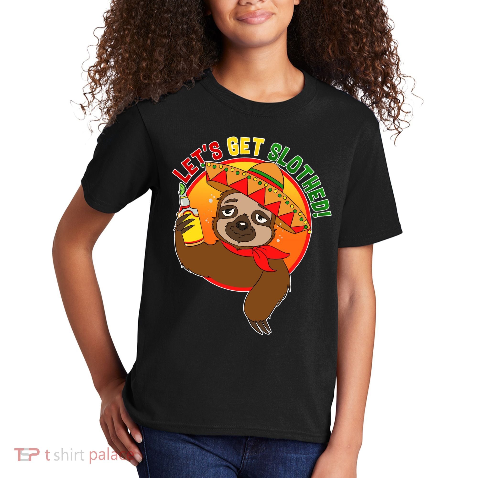 Sloth Cinco De Mayo Let's Get Slothed Kids T-Shirt