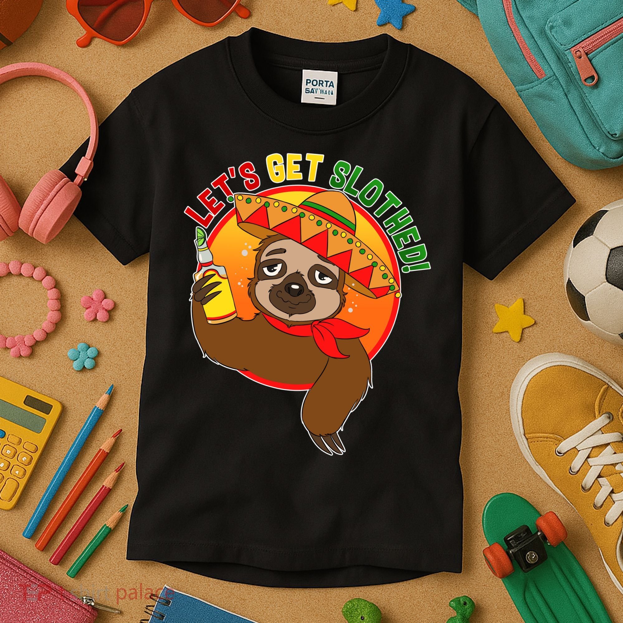 Sloth Cinco De Mayo Let's Get Slothed Kids T-Shirt